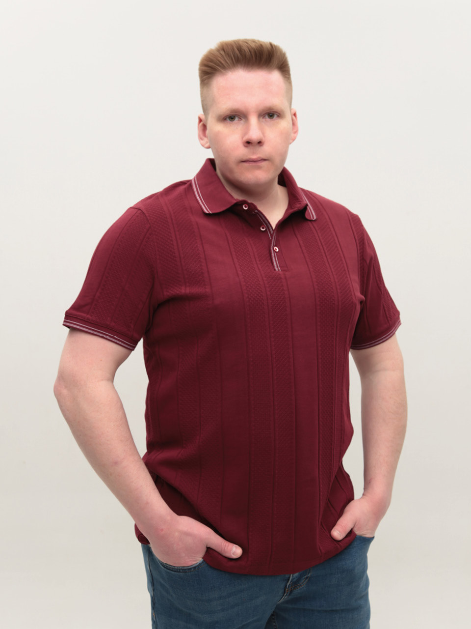 Поло мужское бордовое короткий рукав 9811-9