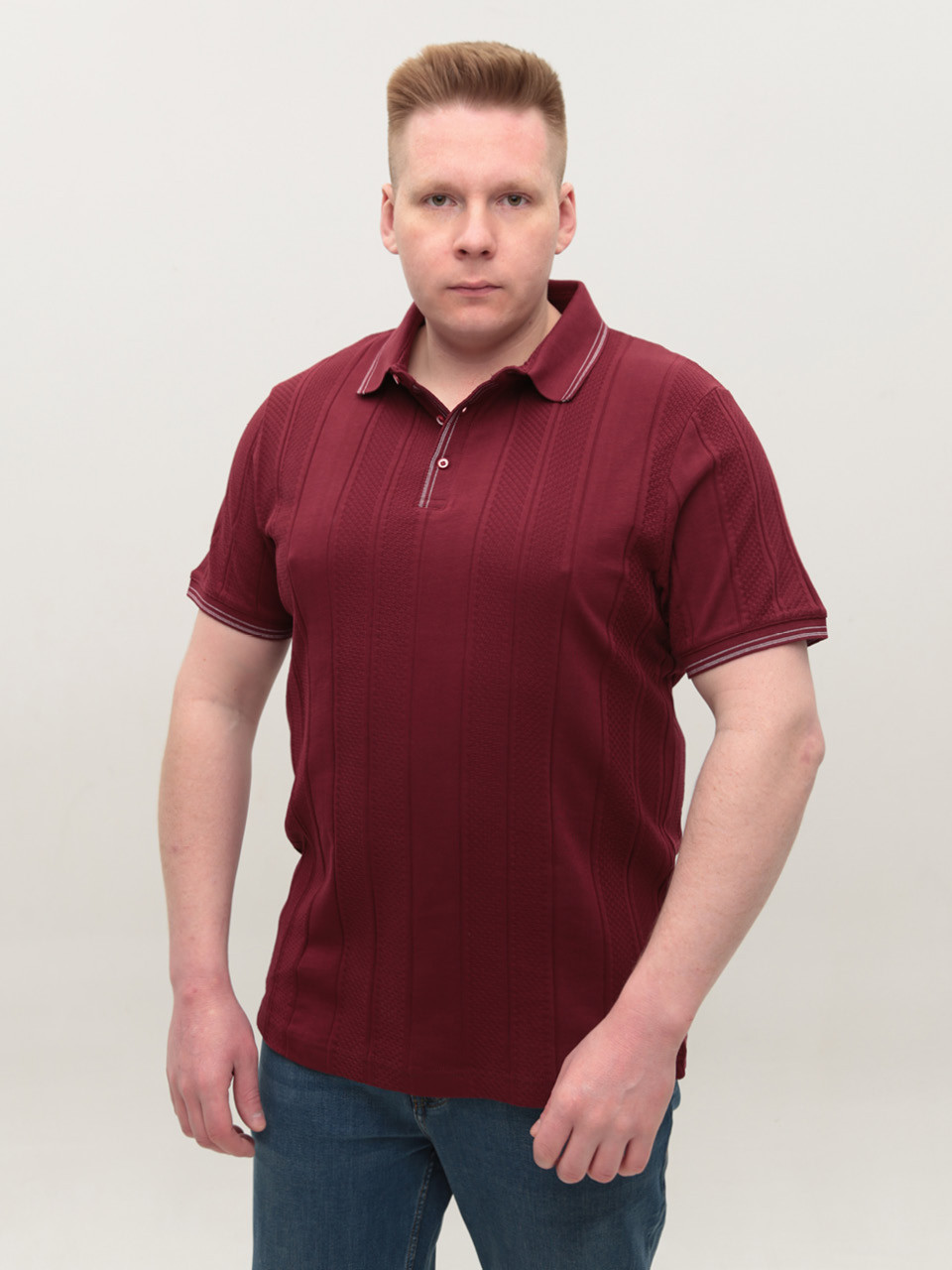 Поло мужское бордовое короткий рукав 9811-9