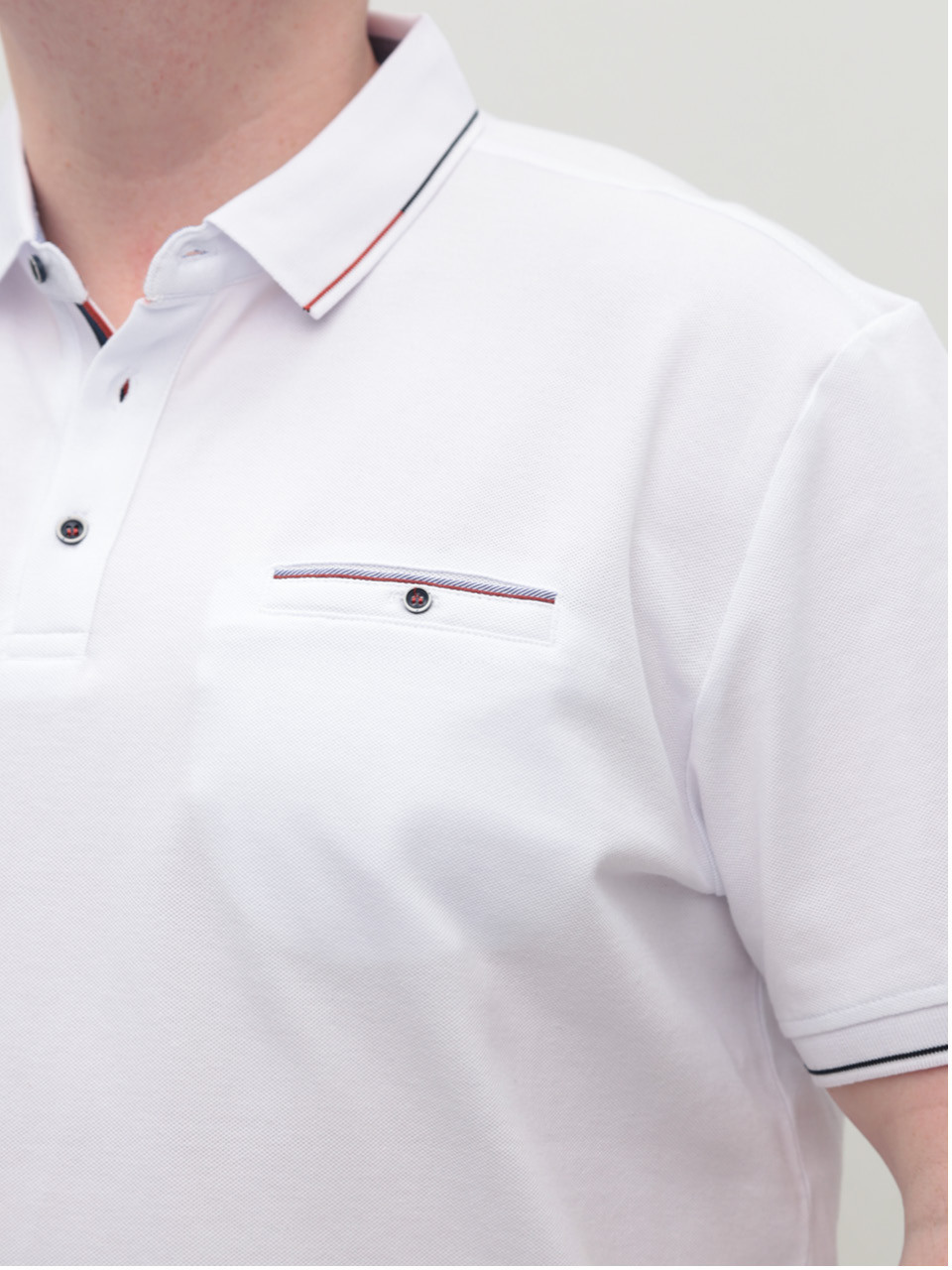 Поло чоловіче біле короткий рукав великі розміри 9606-B-3