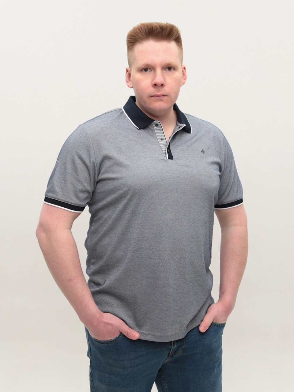 Поло чоловіче синє короткий рукав тонка 9801-2