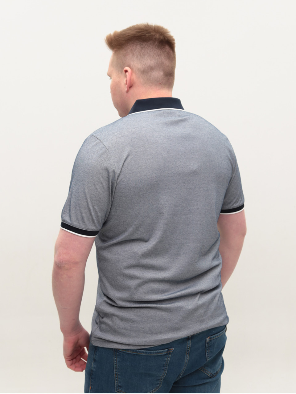 Поло чоловіче синє короткий рукав тонка 9801-2