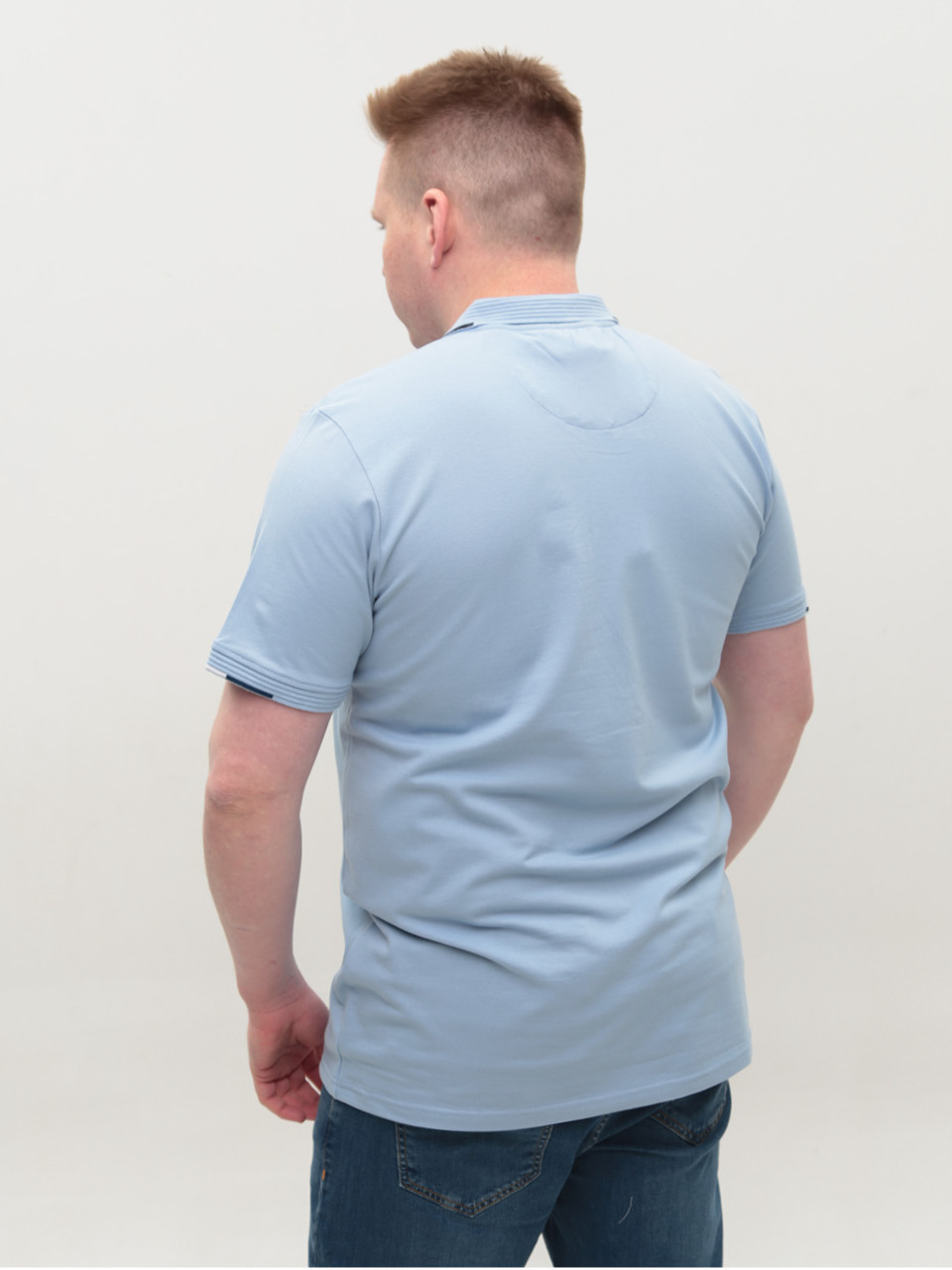 Поло мужское голубое прямое большие размеры 9408-B-3