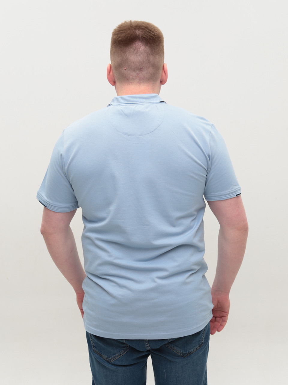 Поло мужское голубое прямое большие размеры 9408-B-3