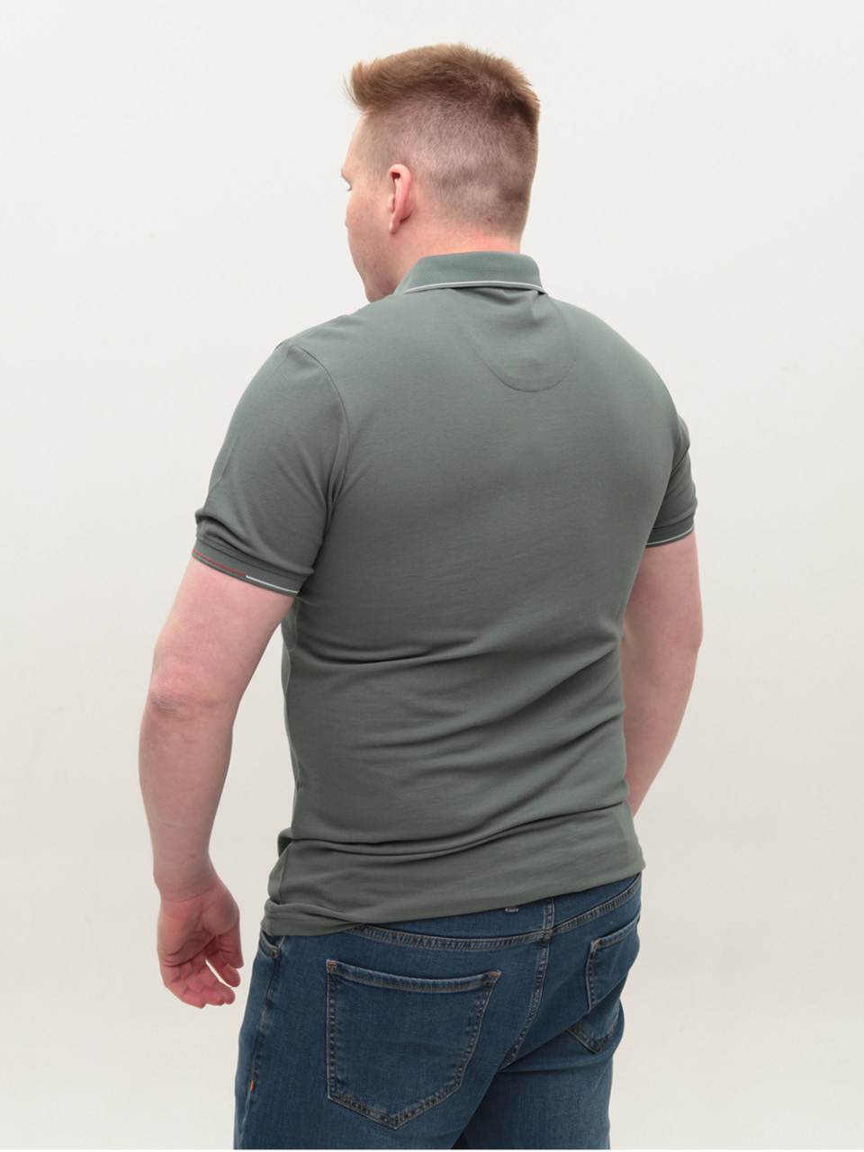 Поло мужское зеленое однотонное прямое 9606-5