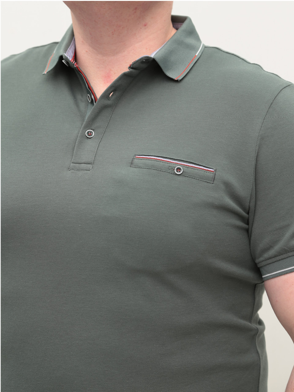 Поло мужское зеленое однотонное прямое 9606-5
