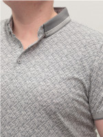 Поло чоловіче сіре з тонким принтом 9602-8
