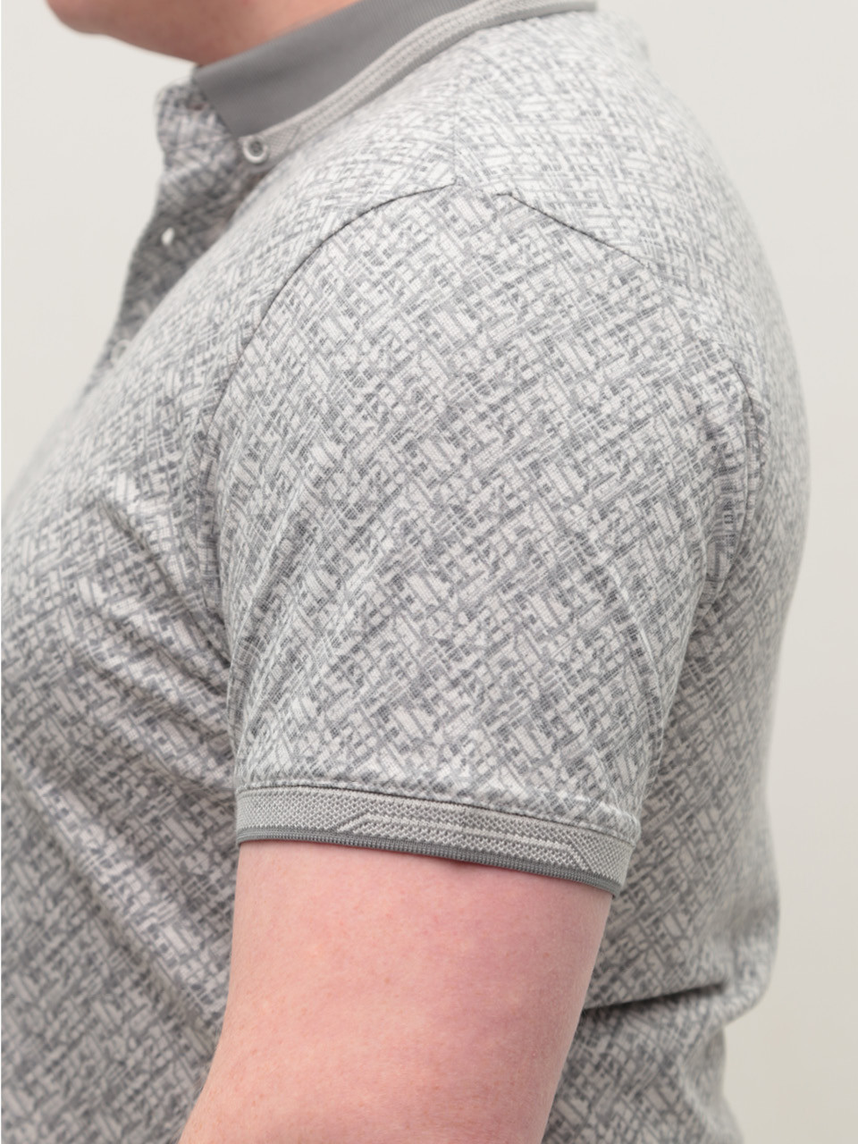 Поло чоловіче сіре з тонким принтом 9602-8