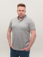 Поло чоловіче сіре з тонким принтом 9602-8