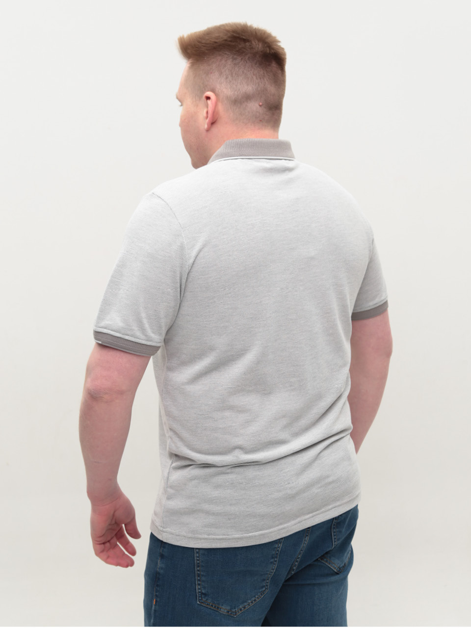 Поло мужское светло-серое прямое тонкое 9803-8