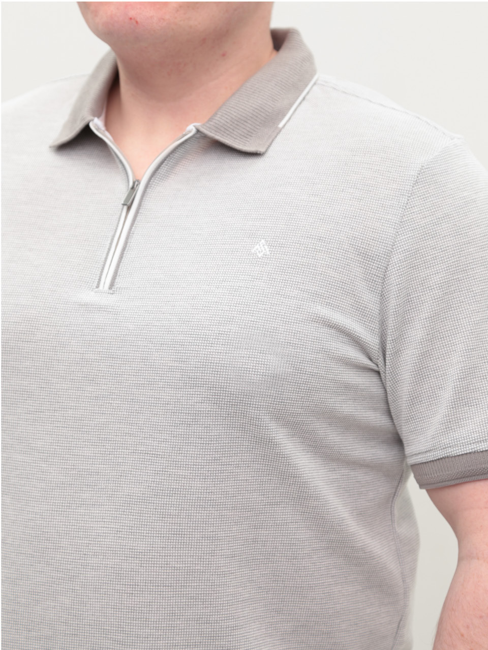 Поло мужское светло-серое прямое тонкое 9803-8