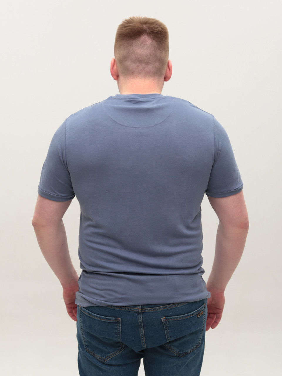 Футболка мужское синяя прямая 8605-1