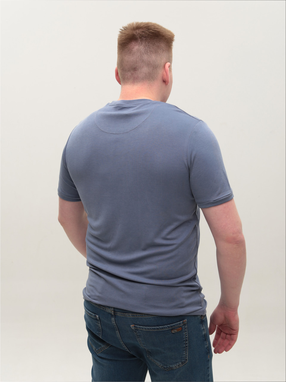 Футболка мужское синяя прямая 8605-1