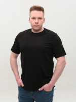 Футболка мужская черная прямая однотонная 115-10