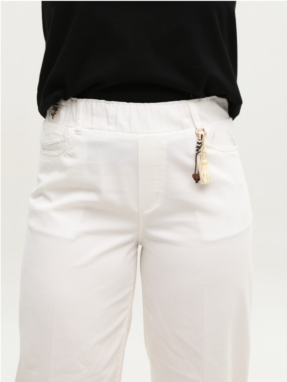 Брюки женские молочные бананы тонкие на резинке 1816-2