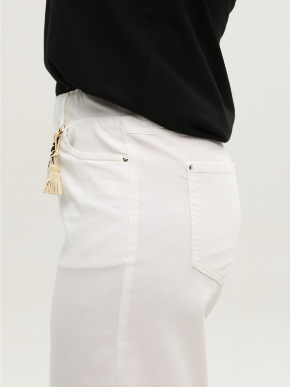 Брюки женские молочные бананы тонкие на резинке 1816-2