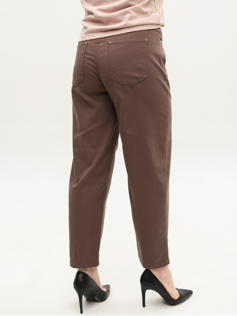 Брюки женские коричневые бананы тонкие на резинке 1816-5