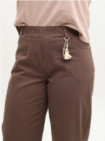 Брюки женские коричневые бананы тонкие на резинке 1816-5