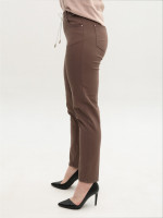 Брюки женские коричневые слим МОМ на резинке в больших размерах 1808-B-5