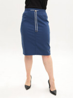 Юбка женская синяя на резинке большие размеры 3152-B-6