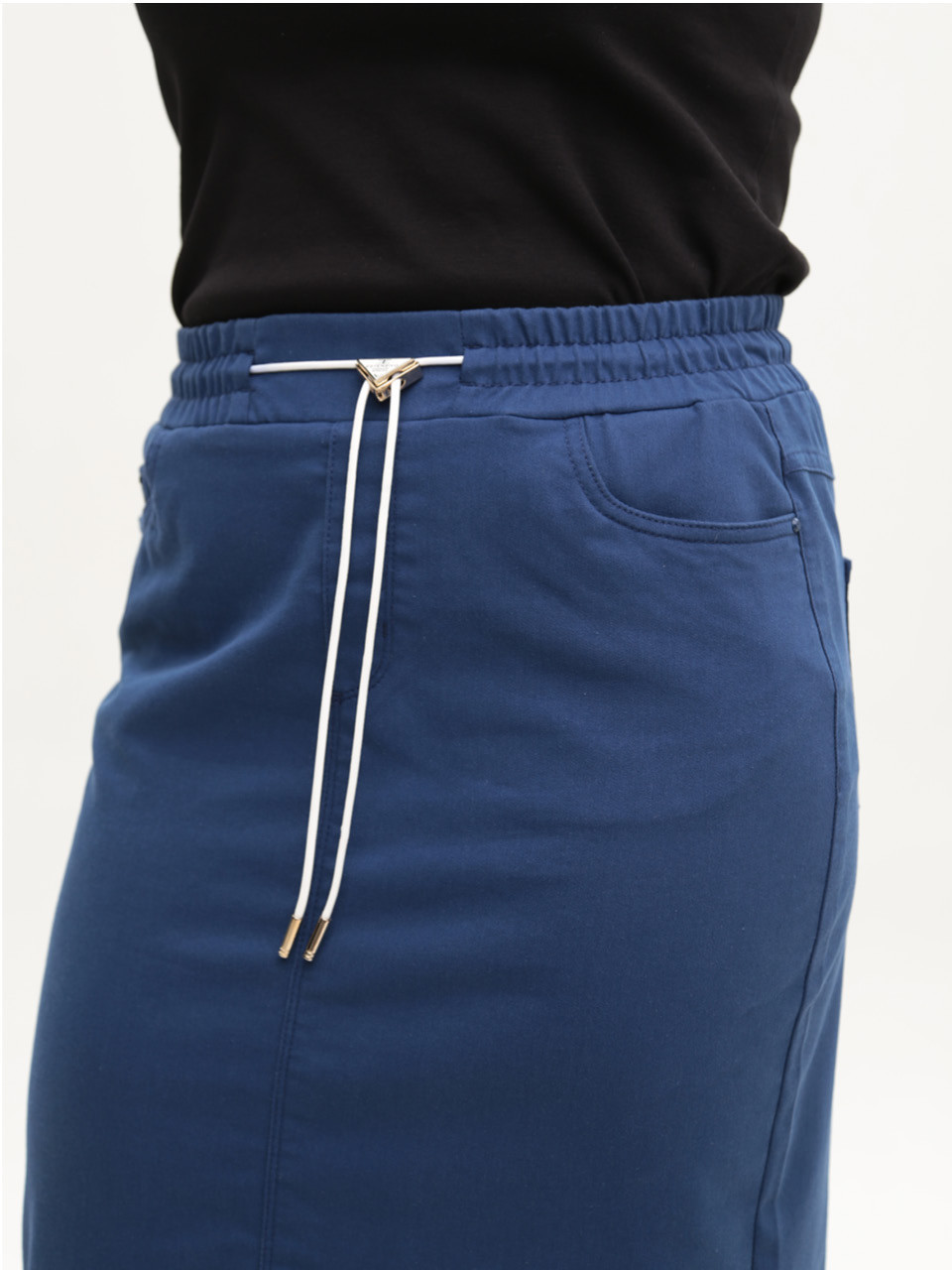 Юбка женская синяя на резинке большие размеры 3152-B-6