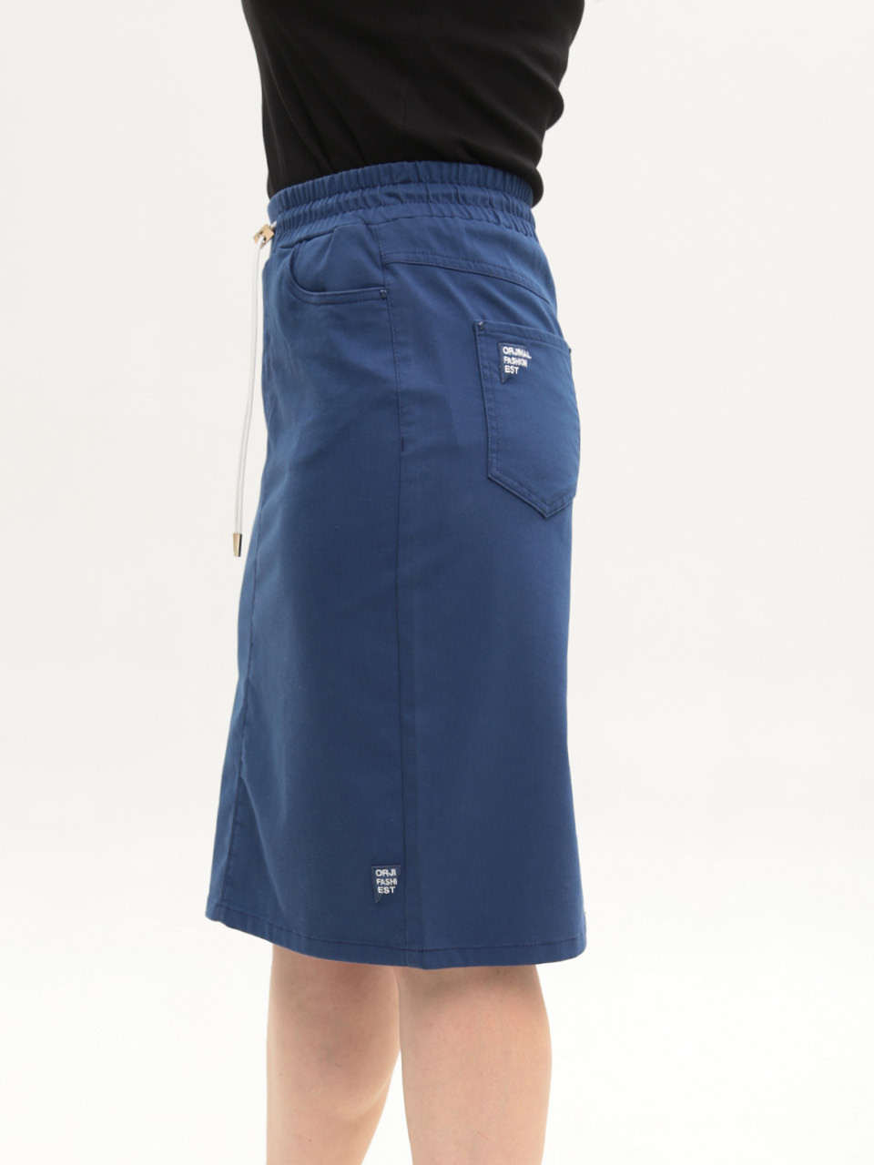 Юбка женская синяя на резинке большие размеры 3152-B-6