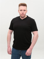 Футболка мужская черная прямая однотонная с мысом 116-10-V