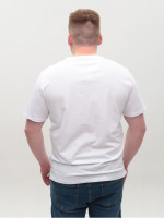 Футболка мужская белая прямая однотонная с мысом 115-4