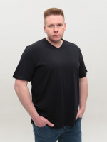 Футболка мужская темно-синяя однотонная с мысом большие размеры 116-B-6-V
