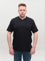 Футболка мужская темно-синяя однотонная с мысом большие размеры 116-B-6-V