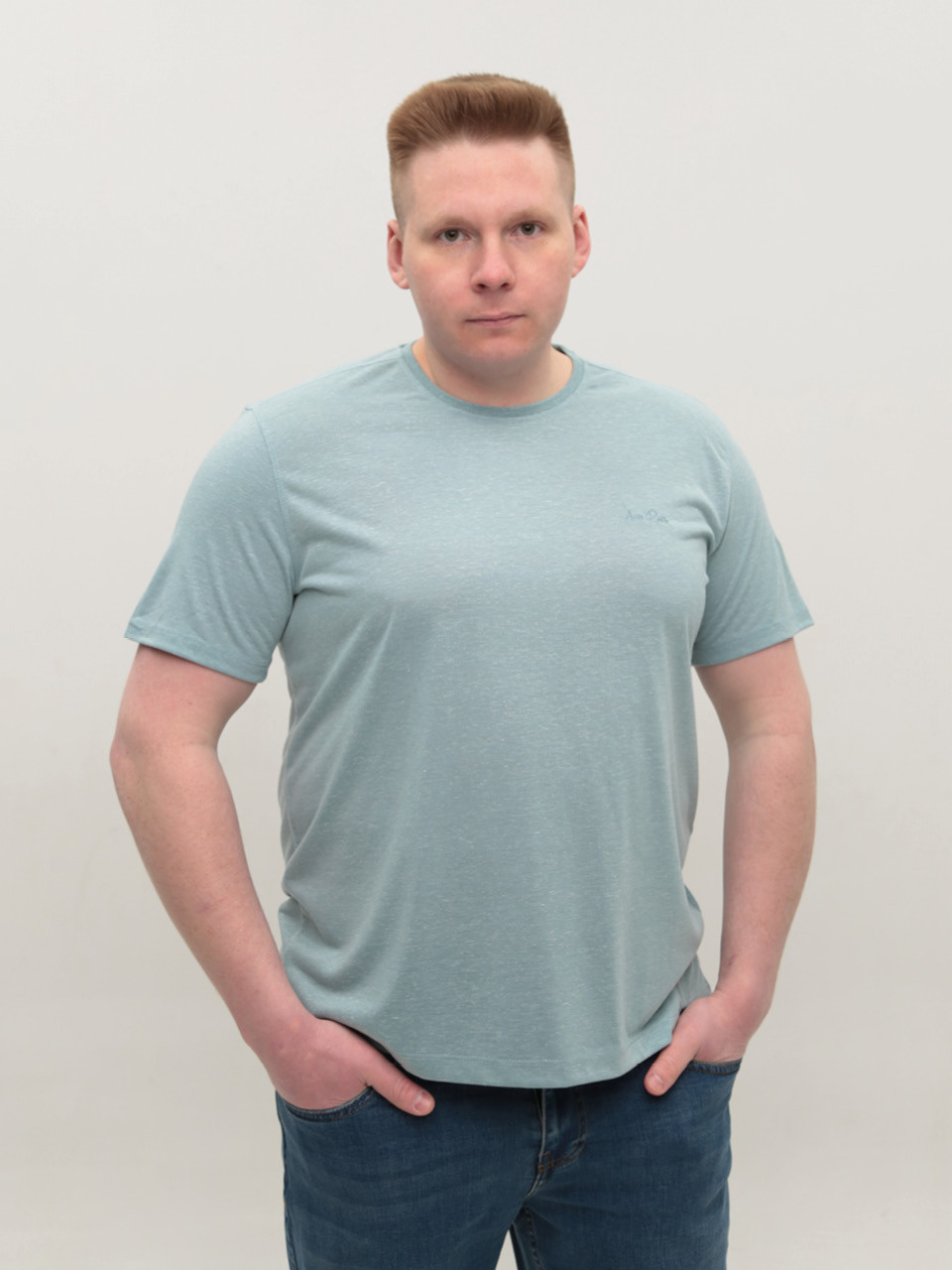 Футболка мужская бирюзовая однотонная 122-11