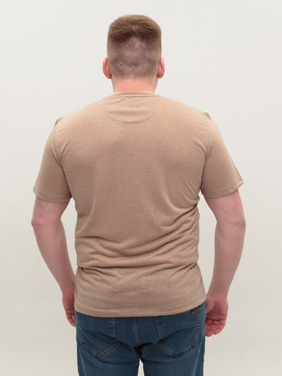 Футболка мужская бежевая однотонная тонкая 122-12
