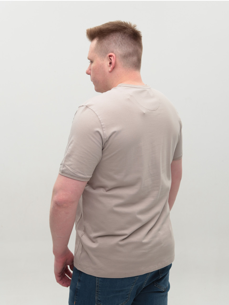 Футболка мужская светло-бежевая однотонная прямая 209-12