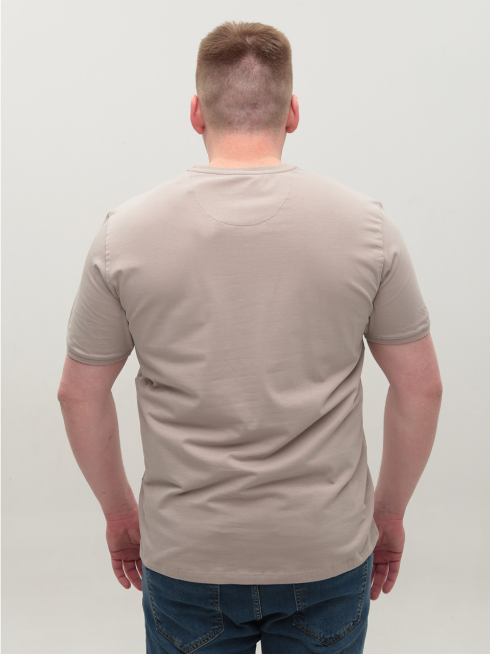 Футболка мужская светло-бежевая однотонная прямая 209-12