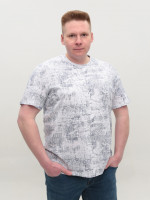 Футболка мужская белая с принтом прямая большие размеры 215-B-1
