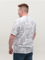 Футболка мужская белая с принтом прямая большие размеры 215-B-1