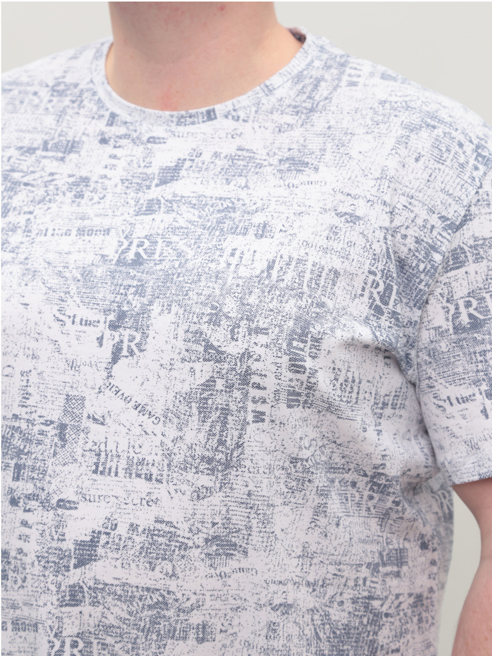 Футболка мужская белая с принтом прямая большие размеры 215-B-1