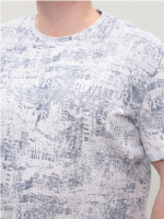 Футболка мужская белая с принтом прямая большие размеры 215-B-1