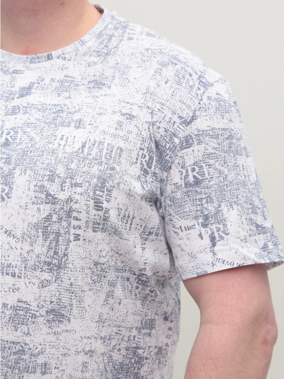 Футболка мужская белая с принтом прямая большие размеры 215-B-1