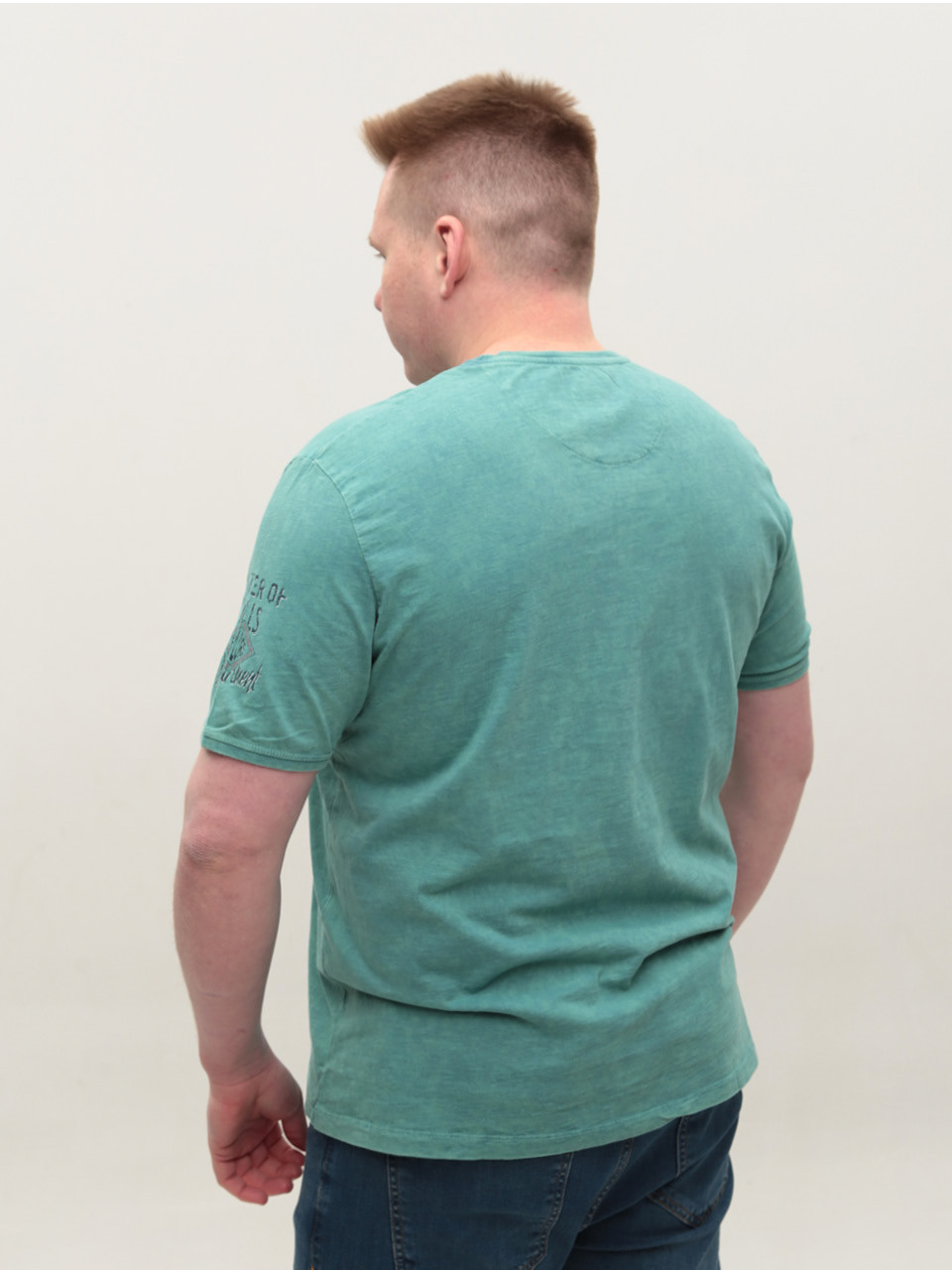 Футболка мужская зеленая с принтом большие размеры 5003-B-1