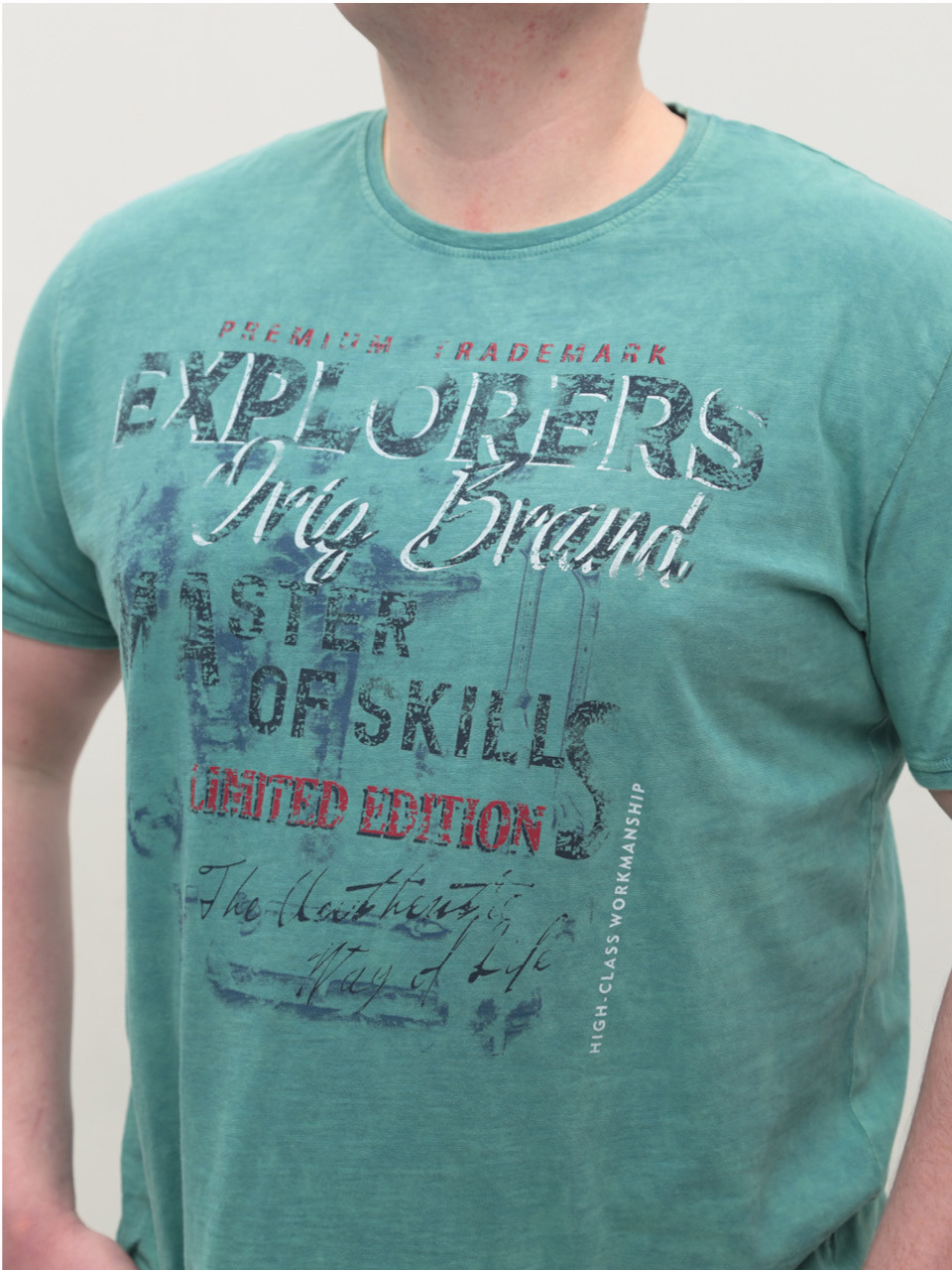 Футболка мужская зеленая с принтом большие размеры 5003-B-1