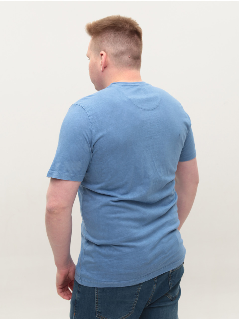 Футболка мужская синяя прямая хлопковая 5210-1