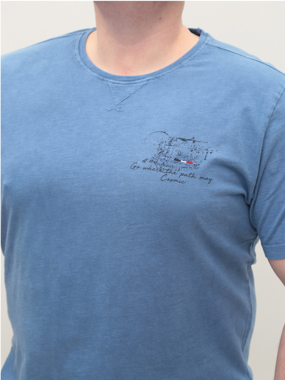 Футболка мужская синяя прямая хлопковая 5210-1