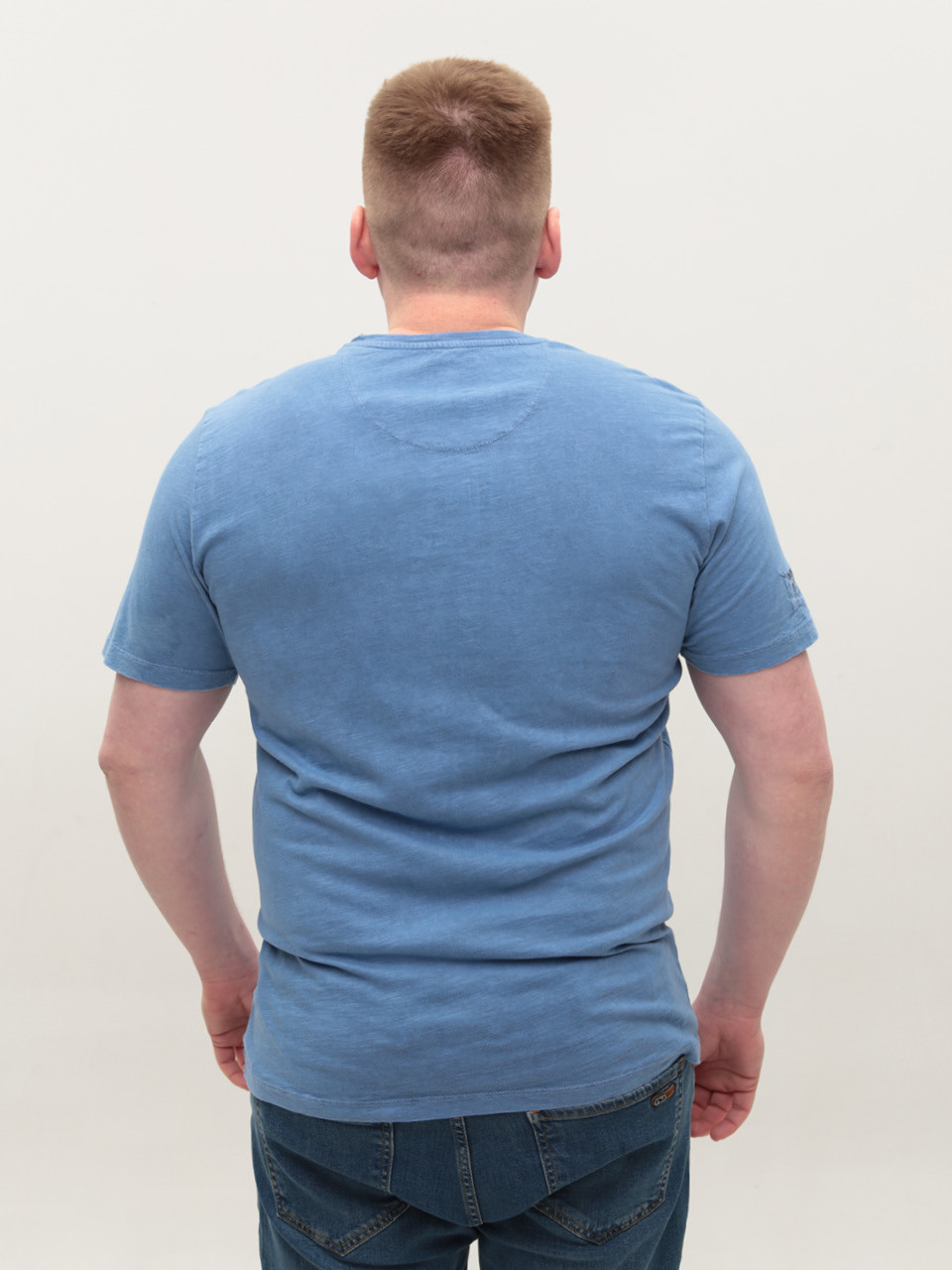 Футболка мужская синяя прямая хлопковая 5210-1