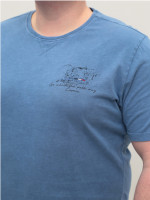 Футболка мужская синяя прямая хлопковая большие размеры 5210-B-1