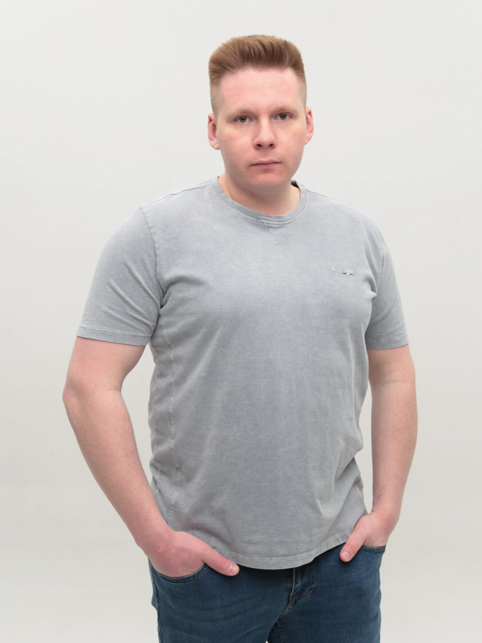 Футболка чоловіча світло-сіра бавовняна розміри 5213-B-3