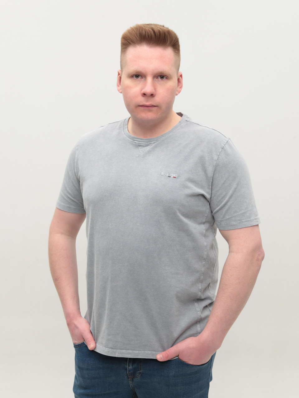 Футболка чоловіча світло-сіра бавовняна розміри 5213-B-3