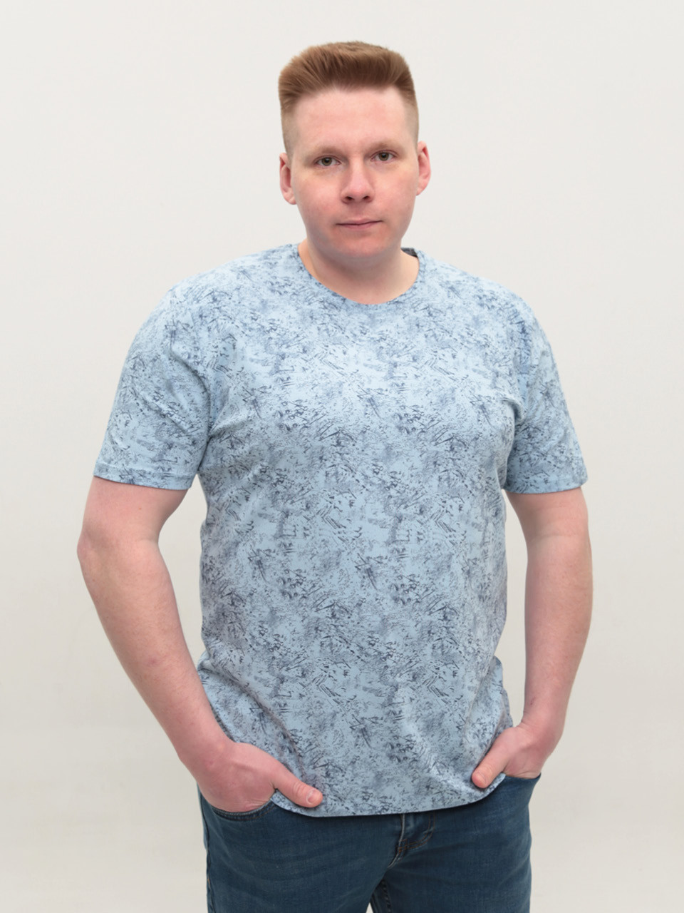 Футболка чоловіча блакитна бавовняна 5238-B-1