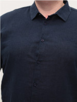 Рубашка мужская темно-синяя льняная летняя 6503-01