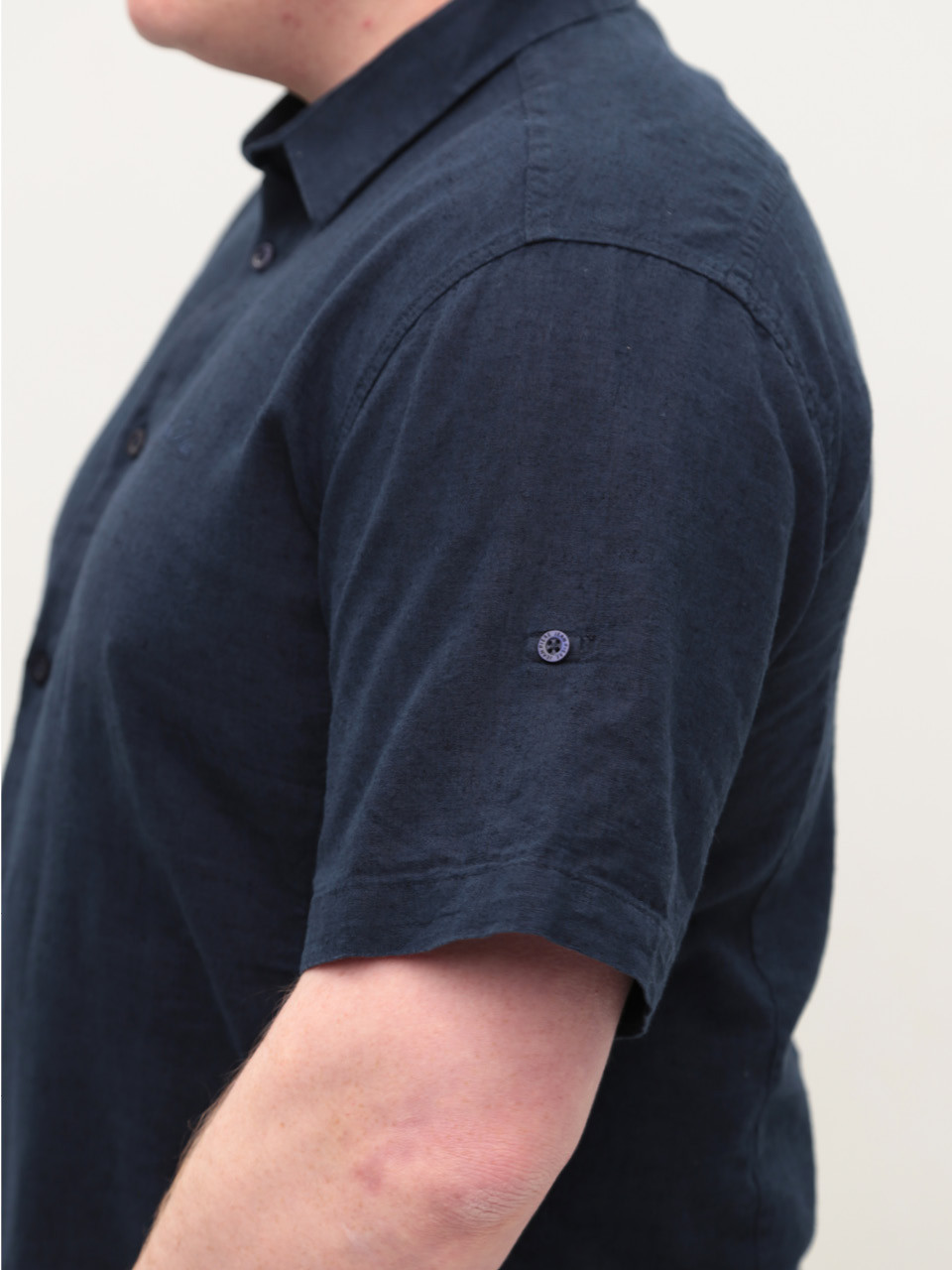 Рубашка мужская темно-синяя льняная летняя 6503-01