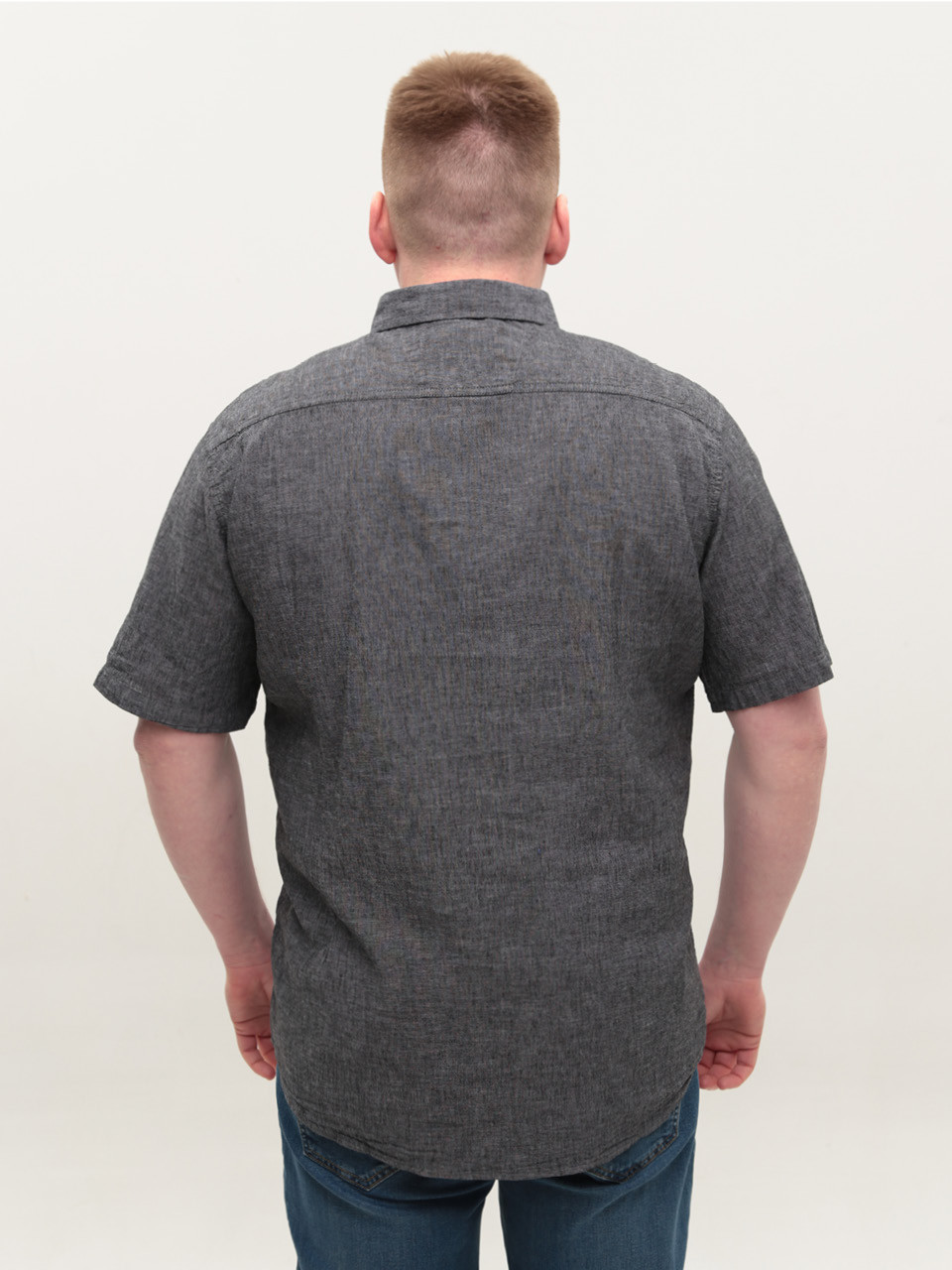 Рубашка мужская серая льняная летняя 6503-13